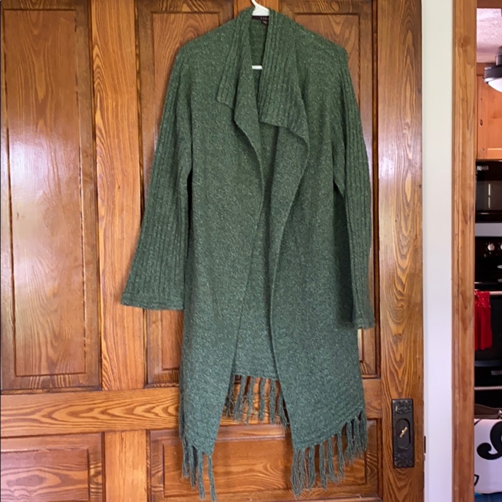 Green knitted sweater